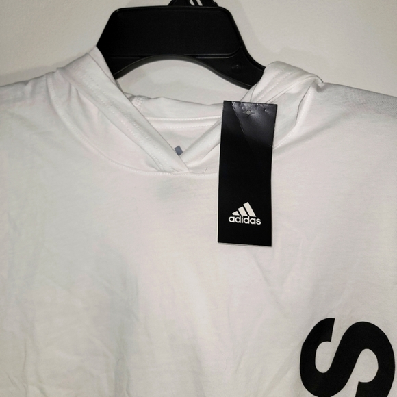Adidas Tee Shirt Hoody Boys Large 14/16 White - Picture 2 of 7